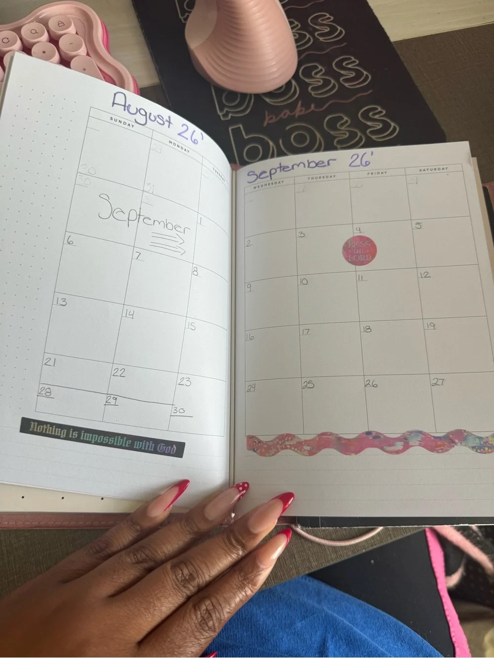 Soft Pink Happy Planner Folio Elegant Polka-Texture